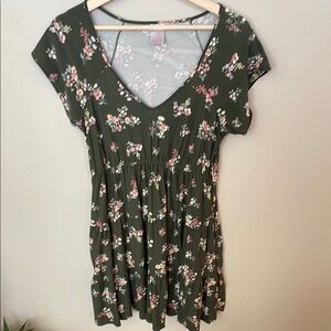 No Boundaries Floral Green Dress